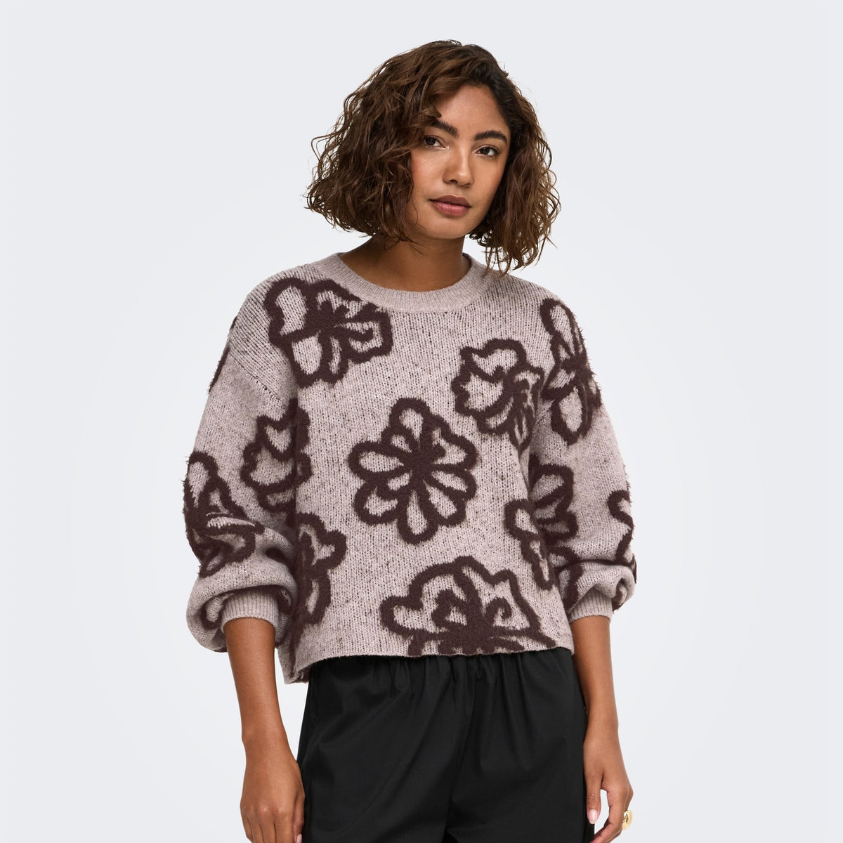 Only Felicia LS Short Oneck Detail NCA Knit String  - 15375497S