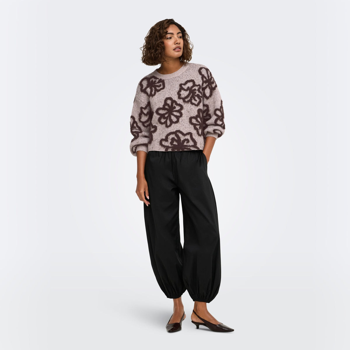 Only Felicia LS Short Oneck Detail NCA Knit String  - 15375497S