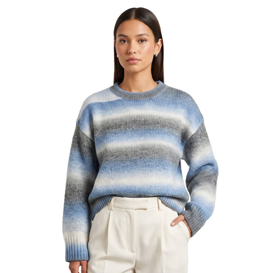 Only Dublin LS Space Dye O-Neck Knit Dusty Blue  - 15378104DB