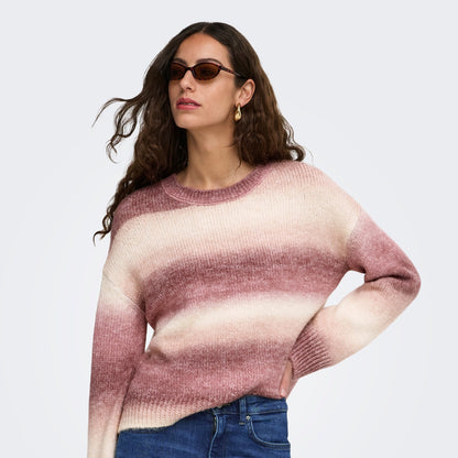 Only Dublin LS Space Dye O-Neck Knit Rose Brown  - 15378104RB