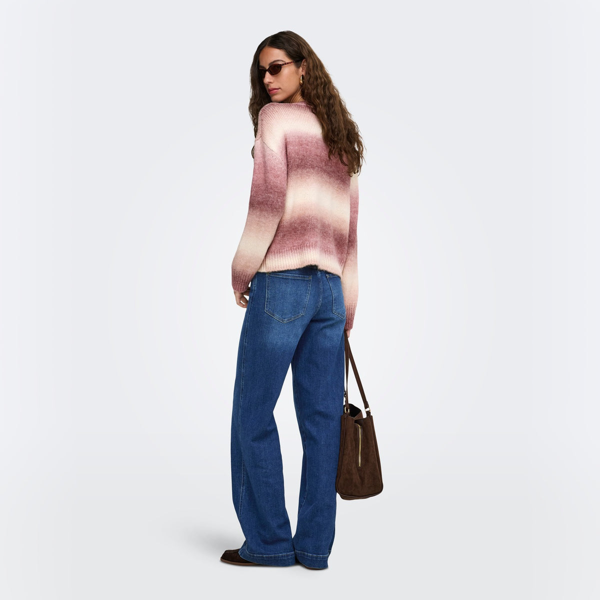 Only Dublin LS Space Dye O-Neck Knit Rose Brown  - 15378104RB