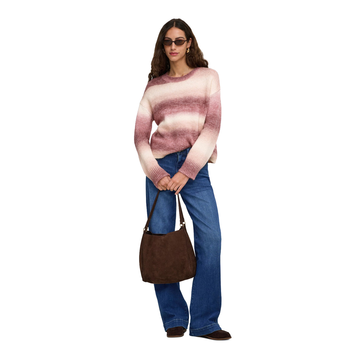 Only Dublin LS Space Dye O-Neck Knit Rose Brown
