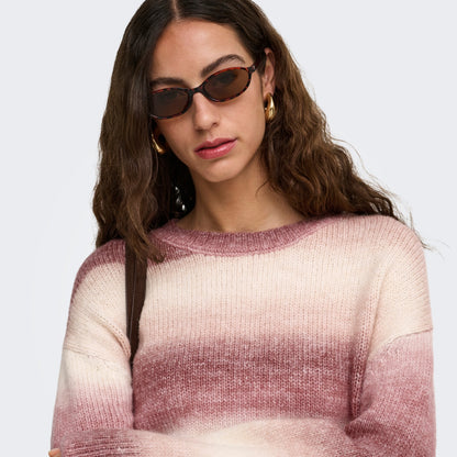 Only Dublin LS Space Dye O-Neck Knit Rose Brown  - 15378104RB