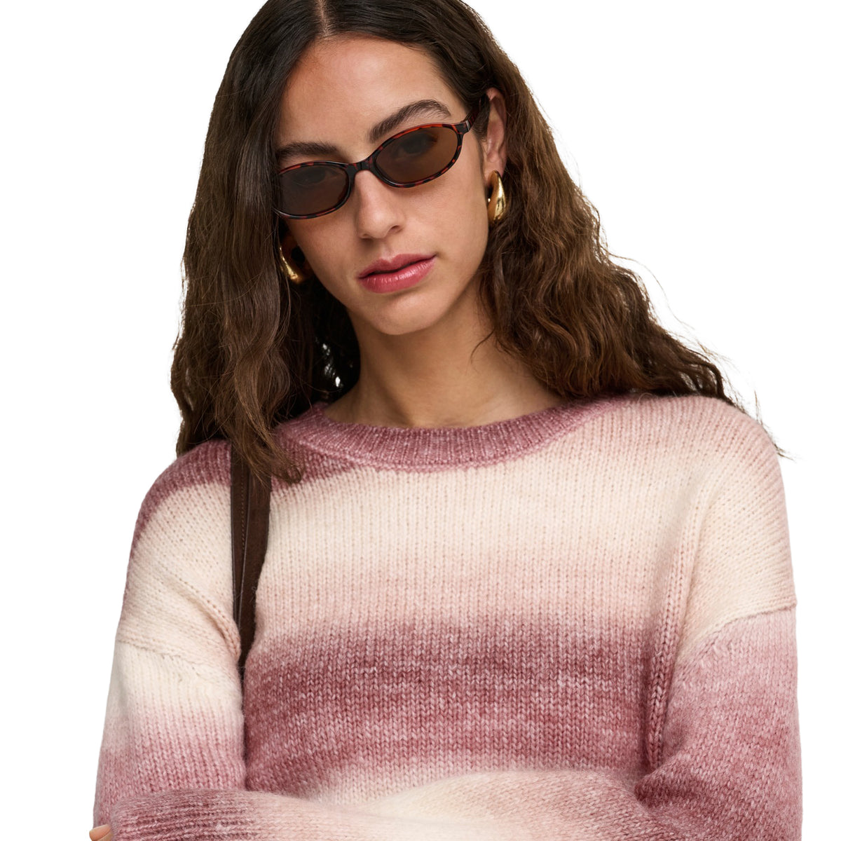 Only Dublin LS Space Dye O-Neck Knit Rose Brown