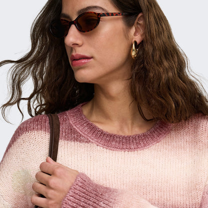 Only Dublin LS Space Dye O-Neck Knit Rose Brown  - 15378104RB