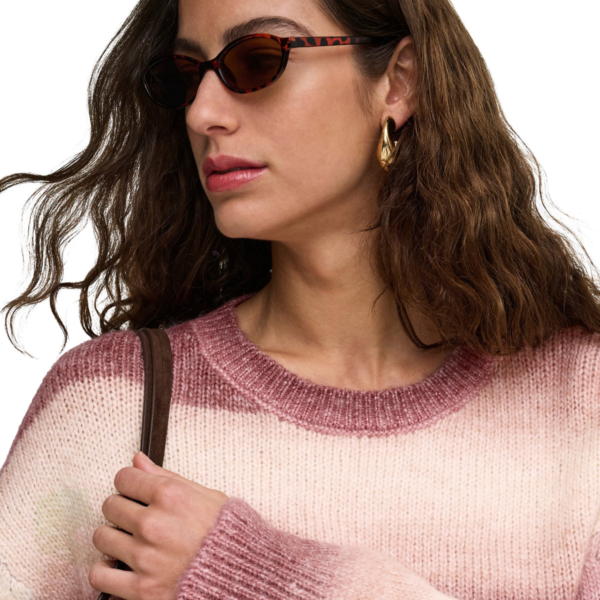 Only Dublin LS Space Dye O-Neck Knit Rose Brown