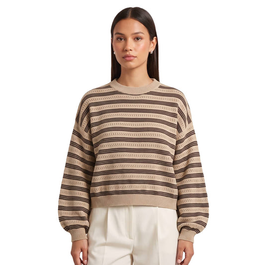 Only Monique LS Loose O-Neck Knit Humus  - 15378464H