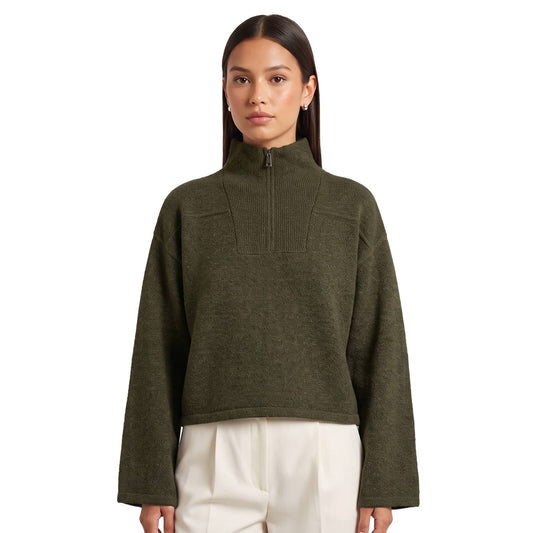 Only Clara LS Half Zip Knit Burnt Olive  - 15378495BO