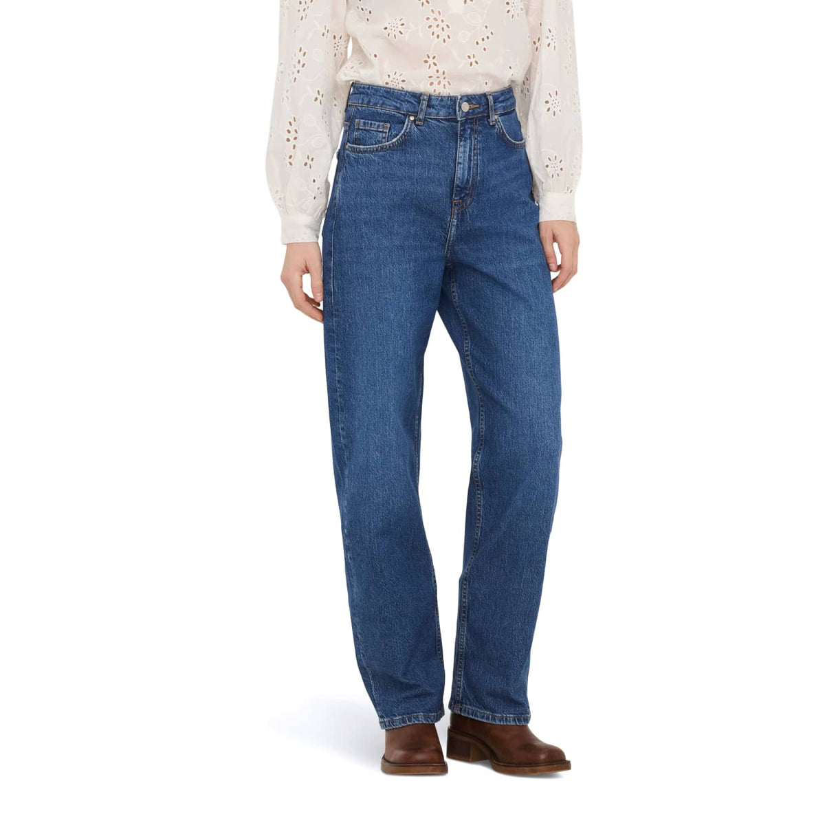 JDY Bailey HW Barrel Jeans Medium Blue Denim  - 15379791MBD