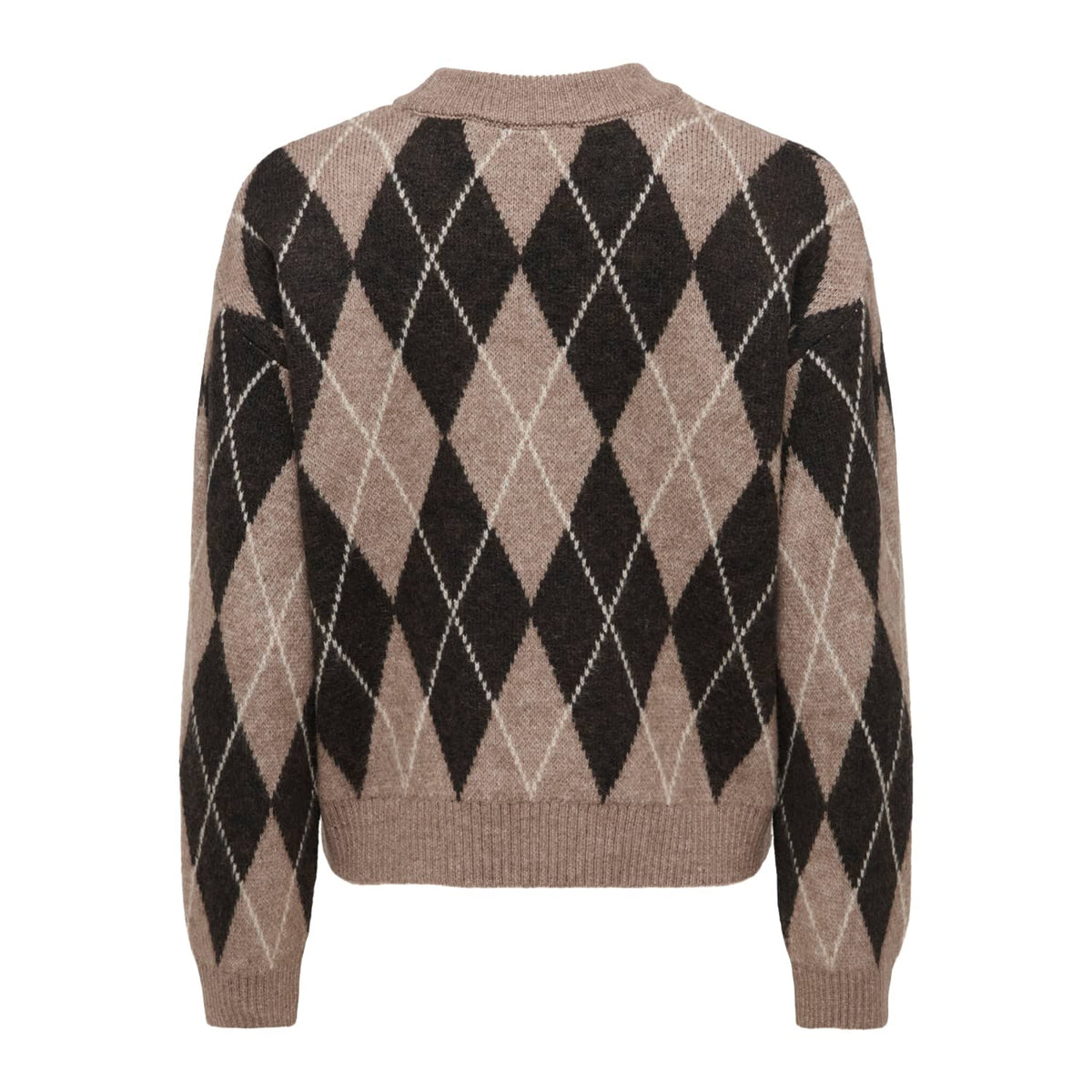 JDY Bianka L/S Argyle Pullover Knit Dark Chocolate Torte  - 15381327CT