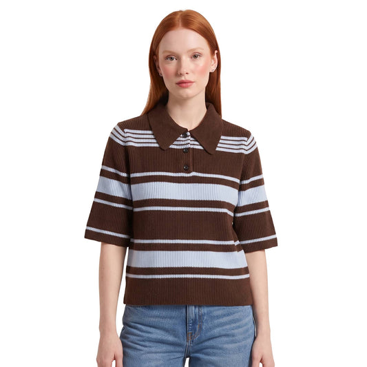 Only Louisia SS Collar Polo Knit Coffee Bean  - 15382474CB