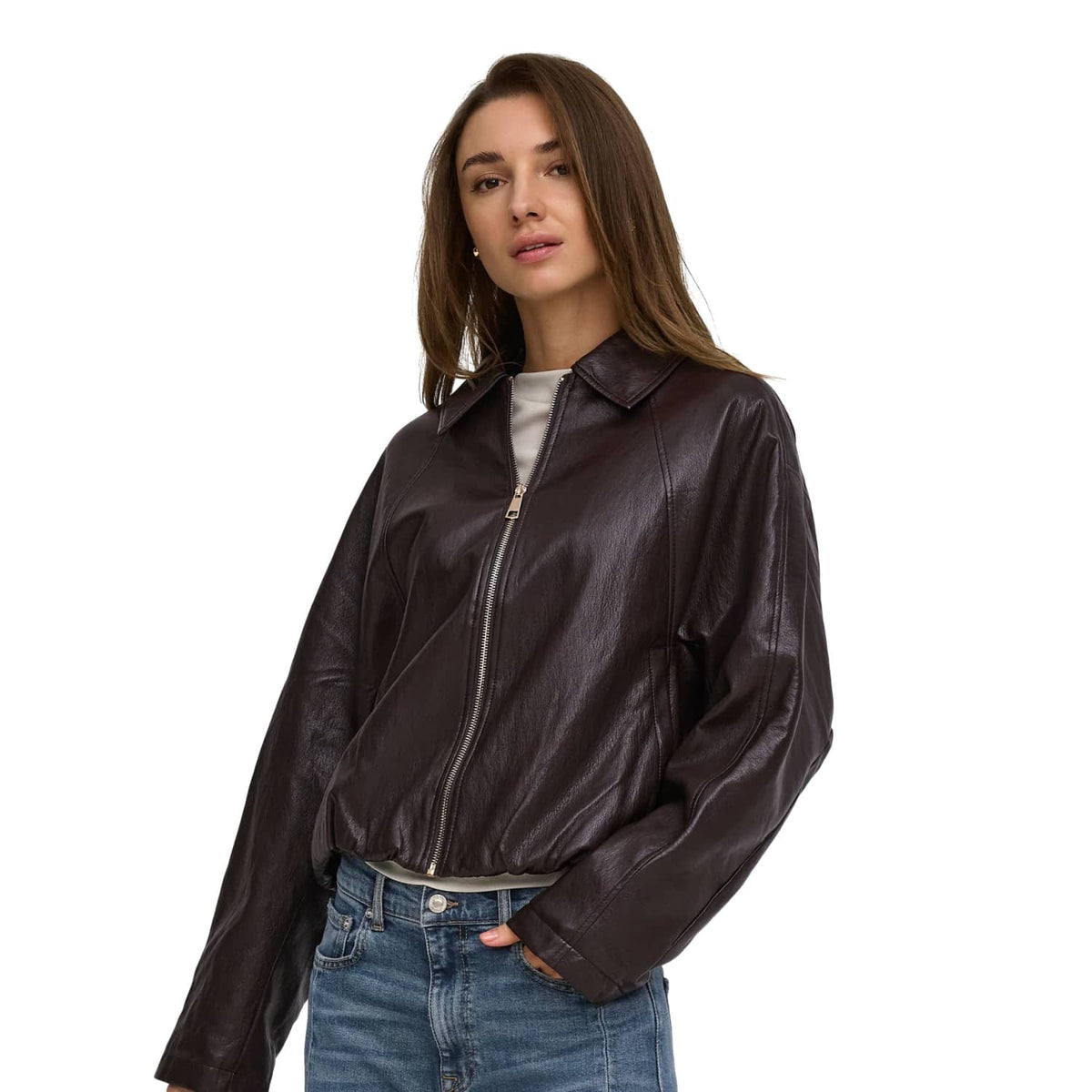 Only Masja Faux Leather Padded Bomber Chocolate Torte  - 15385182CT