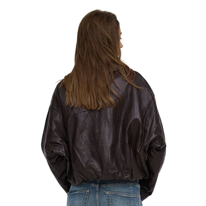 Only Masja Faux Leather Padded Bomber Chocolate Torte  - 15385182CT