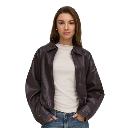 Only Masja Faux Leather Padded Bomber Chocolate Torte  - 15385182CT