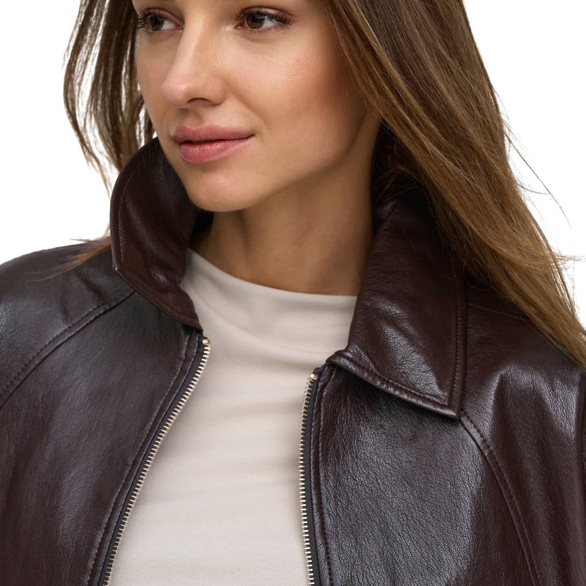 Only Masja Faux Leather Padded Bomber Chocolate Torte  - 15385182CT