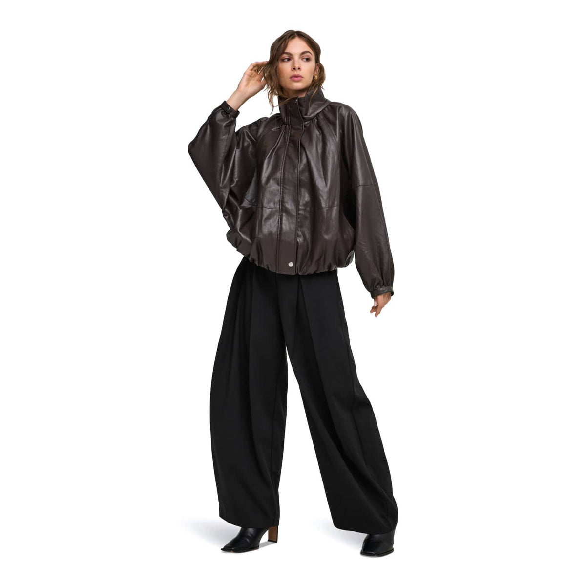 Only Yasmine MW Leat Barrel Pant Black  - 15390774B