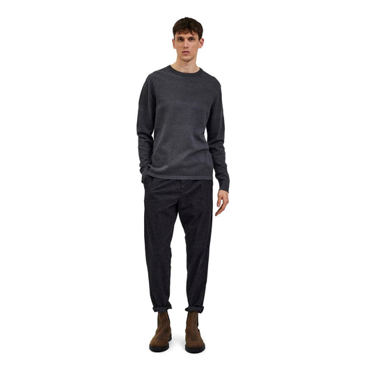 Selected Homme Maine LS Knit Crew Neck Dark Grey  - 16084076DG