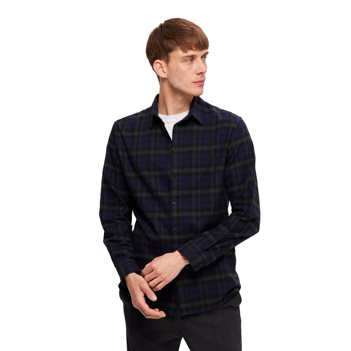 Selected Homme Slim Owen-Flannel Shirt Dark Navy  - 16091358DN