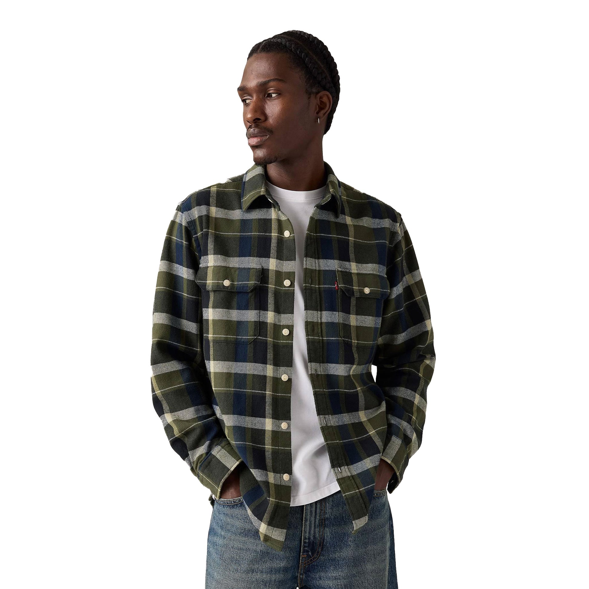 Levis Jackson Worker Shirt Medina Plaid Deep Depths  - 19573-0288
