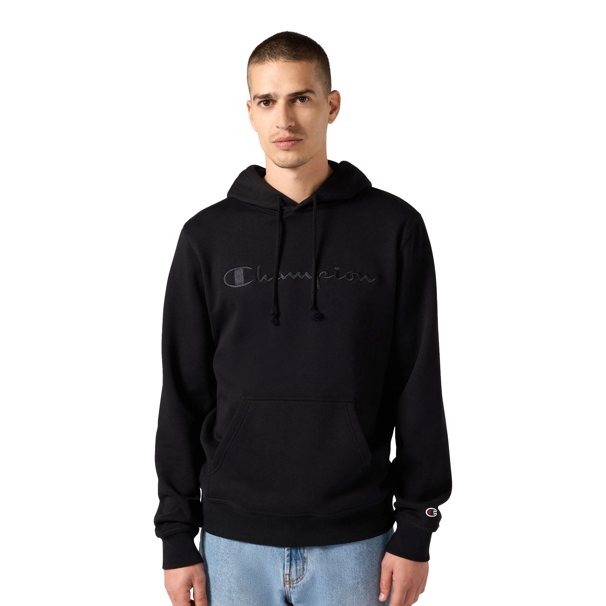Champion Big Embroidered Logo Icon Hoodie Black  - 220271-KK001