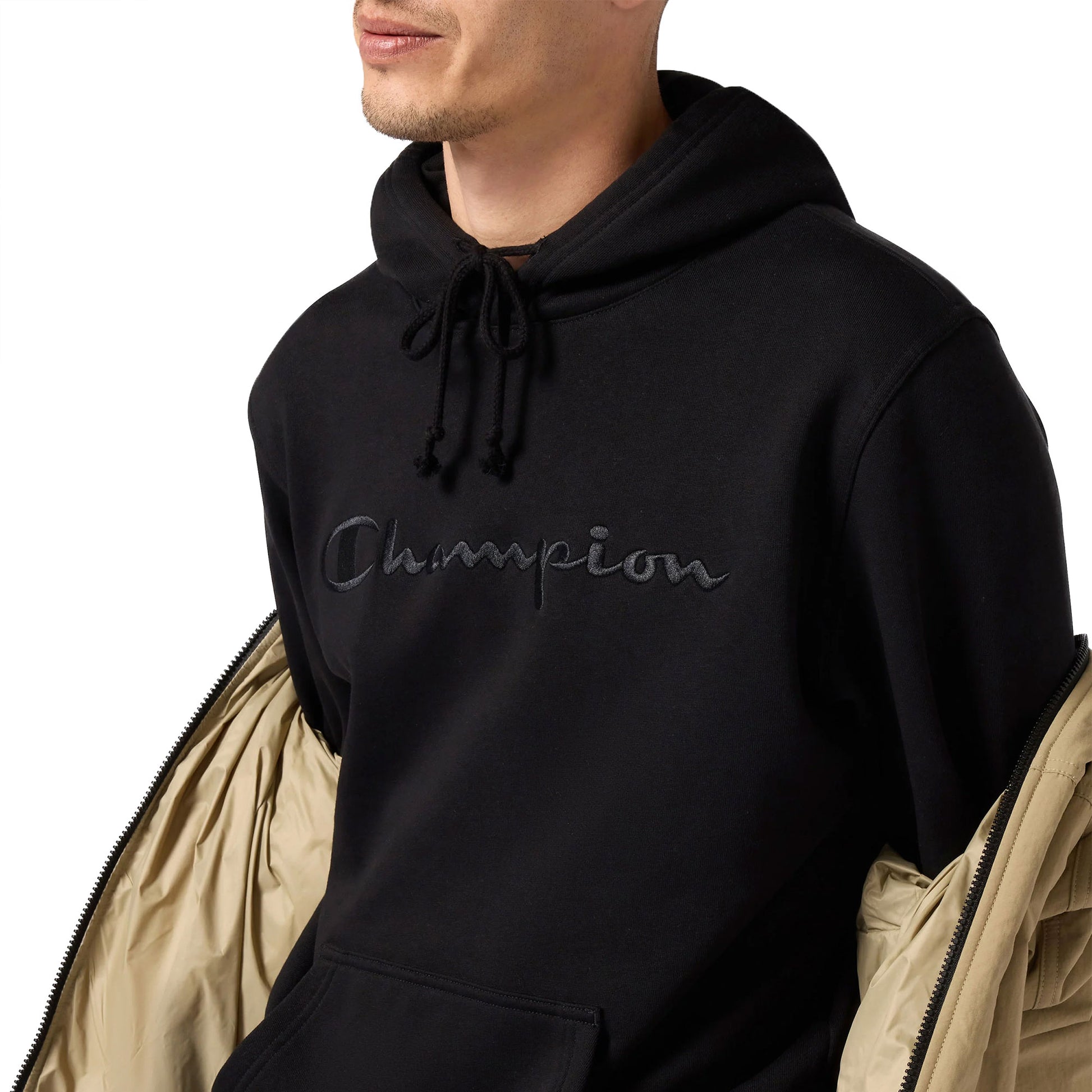 Champion Big Embroidered Logo Icon Hoodie Black  - 220271-KK001