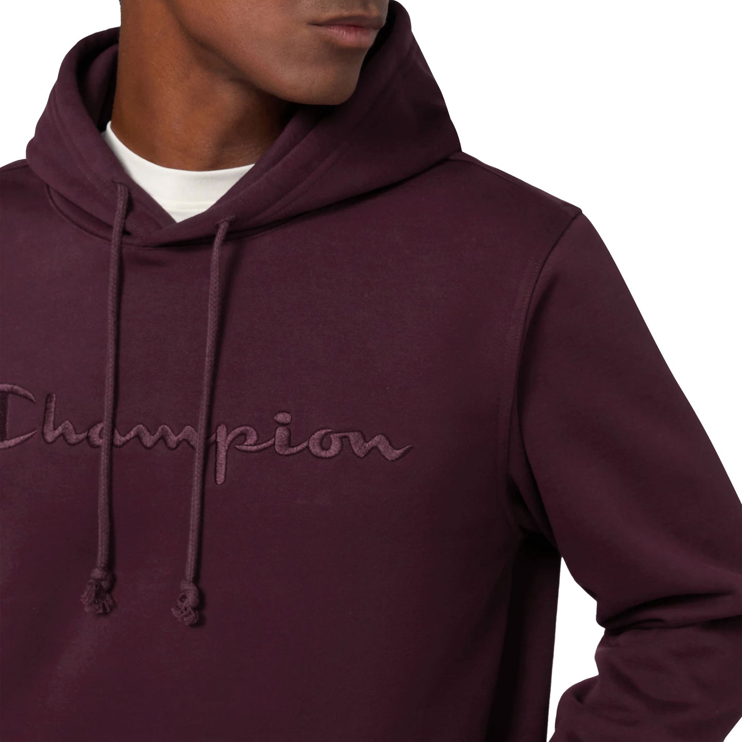 Champion Big Embroidered Logo Icon Hoodie Burgundy  - 220271-RS522