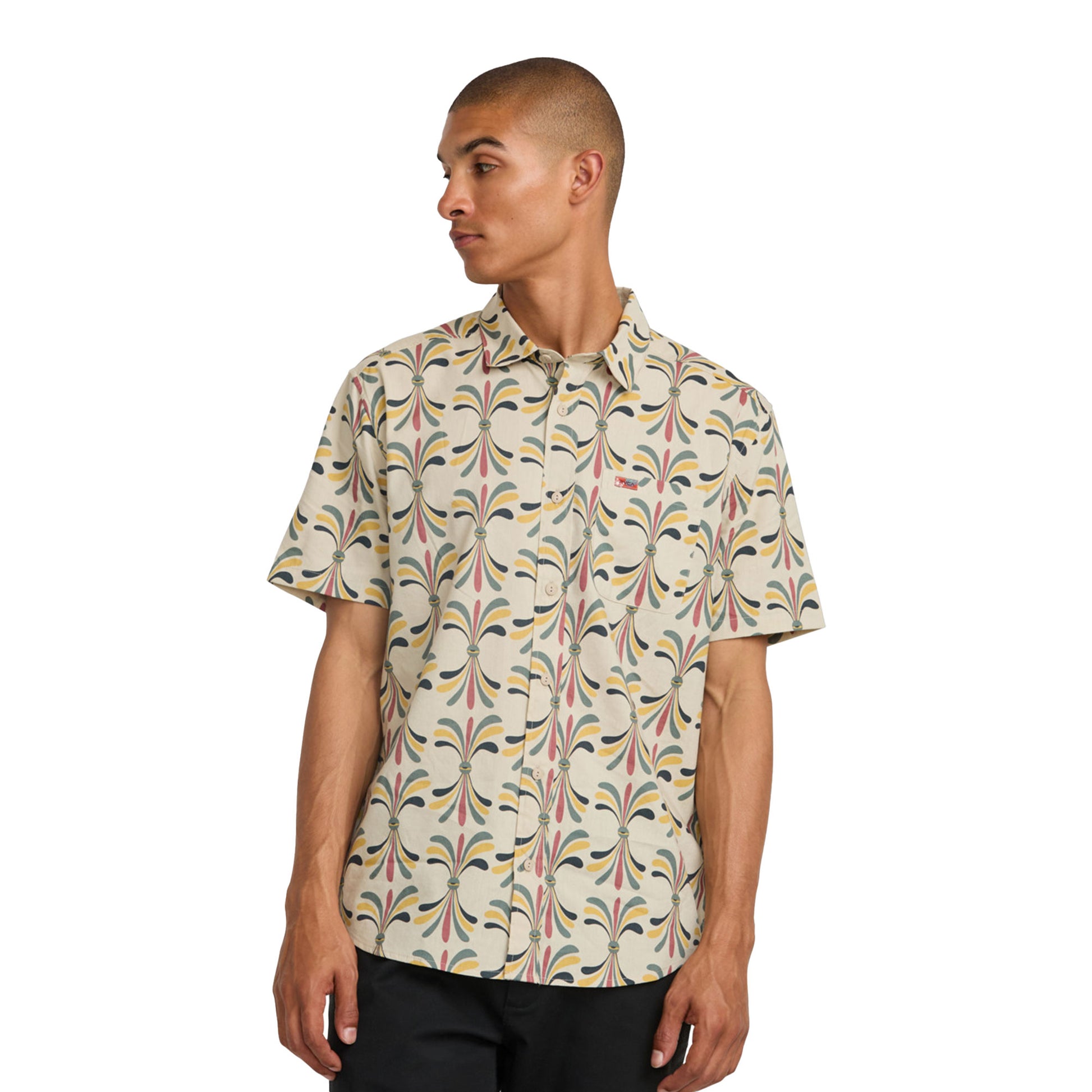RVCA Lauryn Alvarez Eye Floral SS Shirt Light Khaki  - 23A041500-LKH