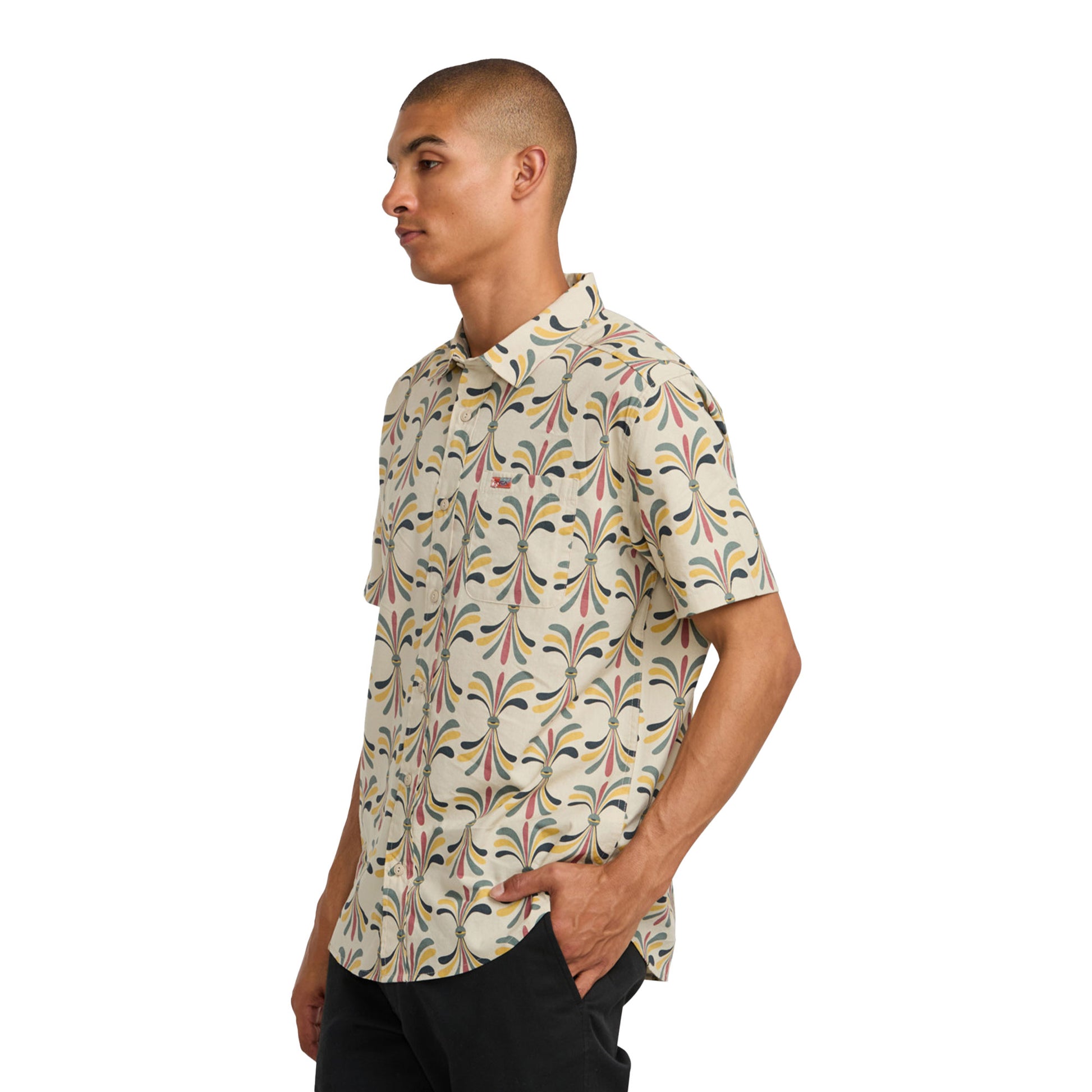 RVCA Lauryn Alvarez Eye Floral SS Shirt Light Khaki  - 23A041500-LKH