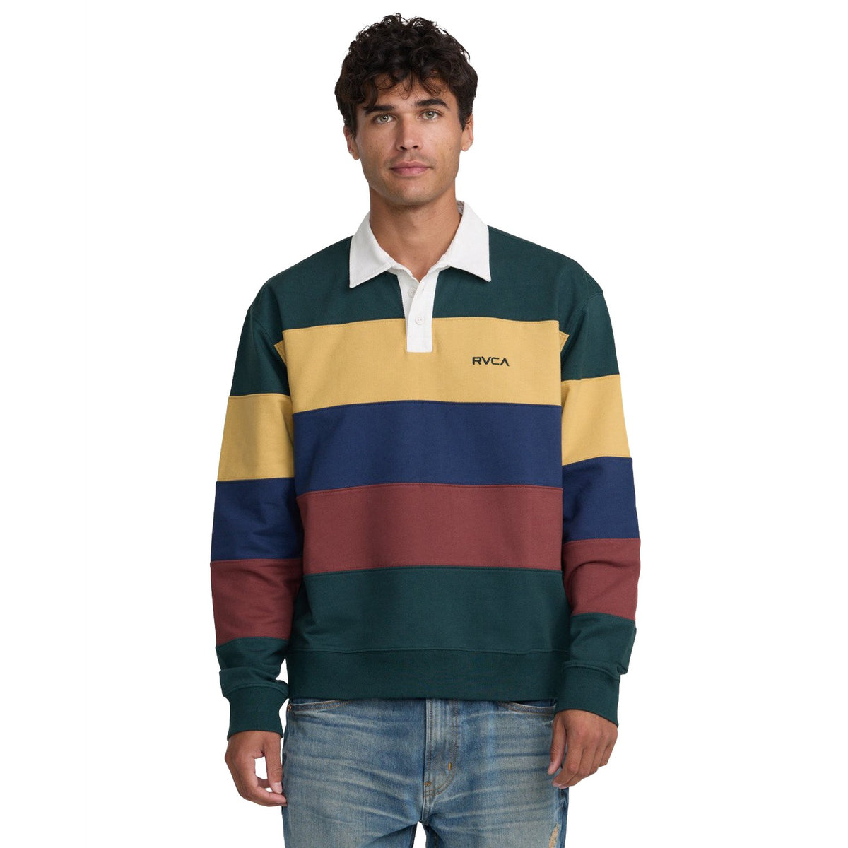 RVCA Insignia Fleece Rugby Polo Hunter Green  - 23A463613-DGN