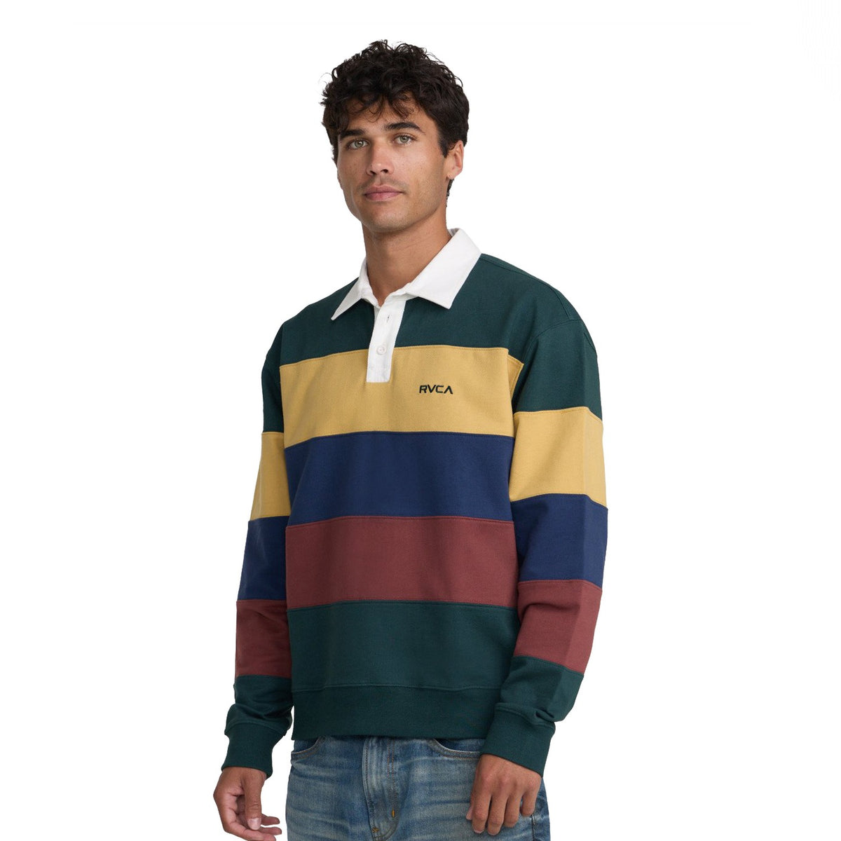 RVCA Insignia Fleece Rugby Polo Hunter Green  - 23A463613-DGN