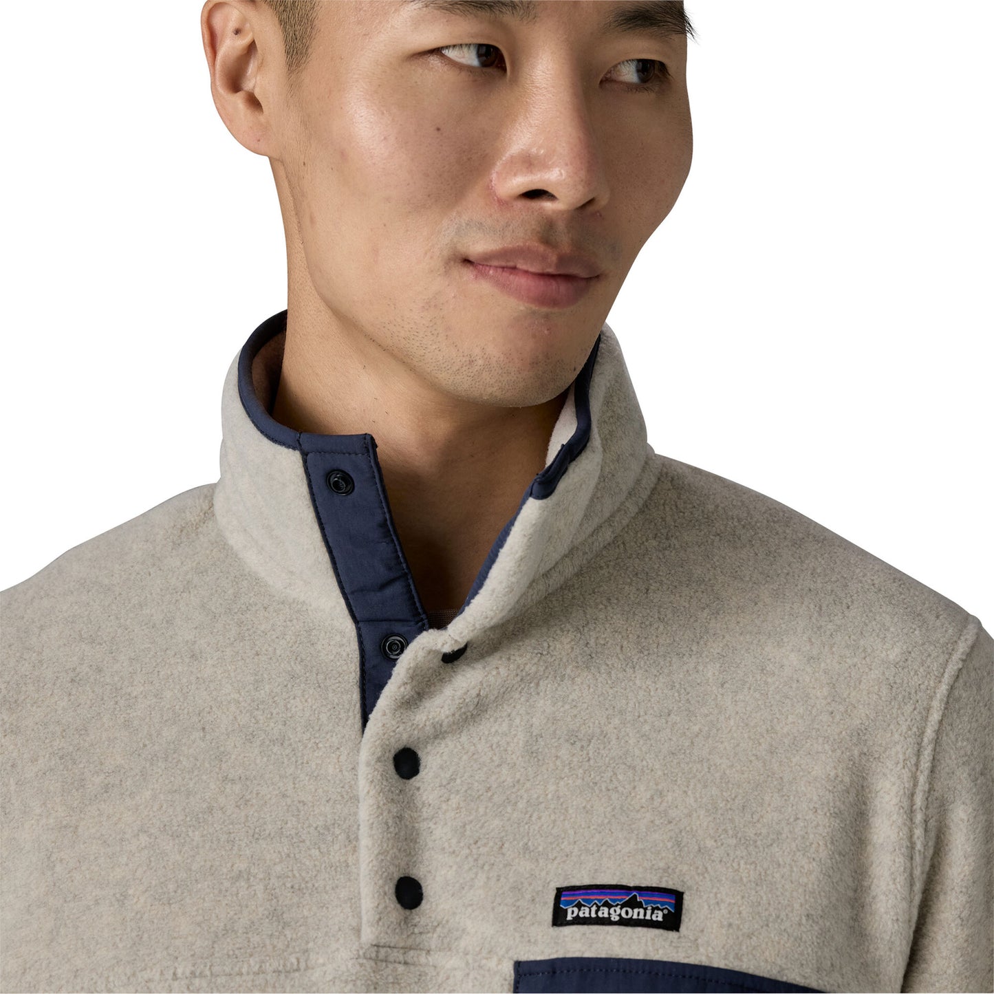 Patagonia LW Synch Snap-T P/O Oatmeal Heather/Smolder Blue  - 25551-OTSM