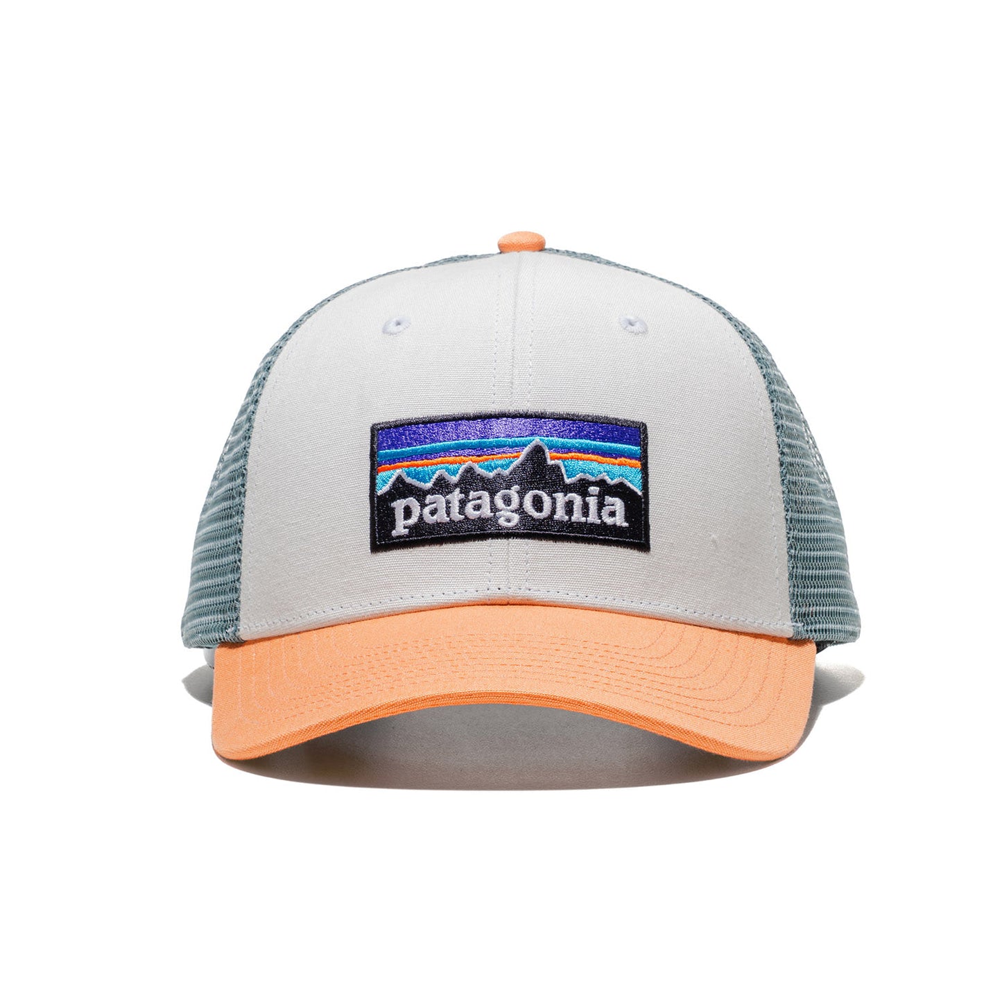 Patagonia P-6 Logo LoPro Trucker Hat White w/Peach Sherbet  - 38283-WTPE