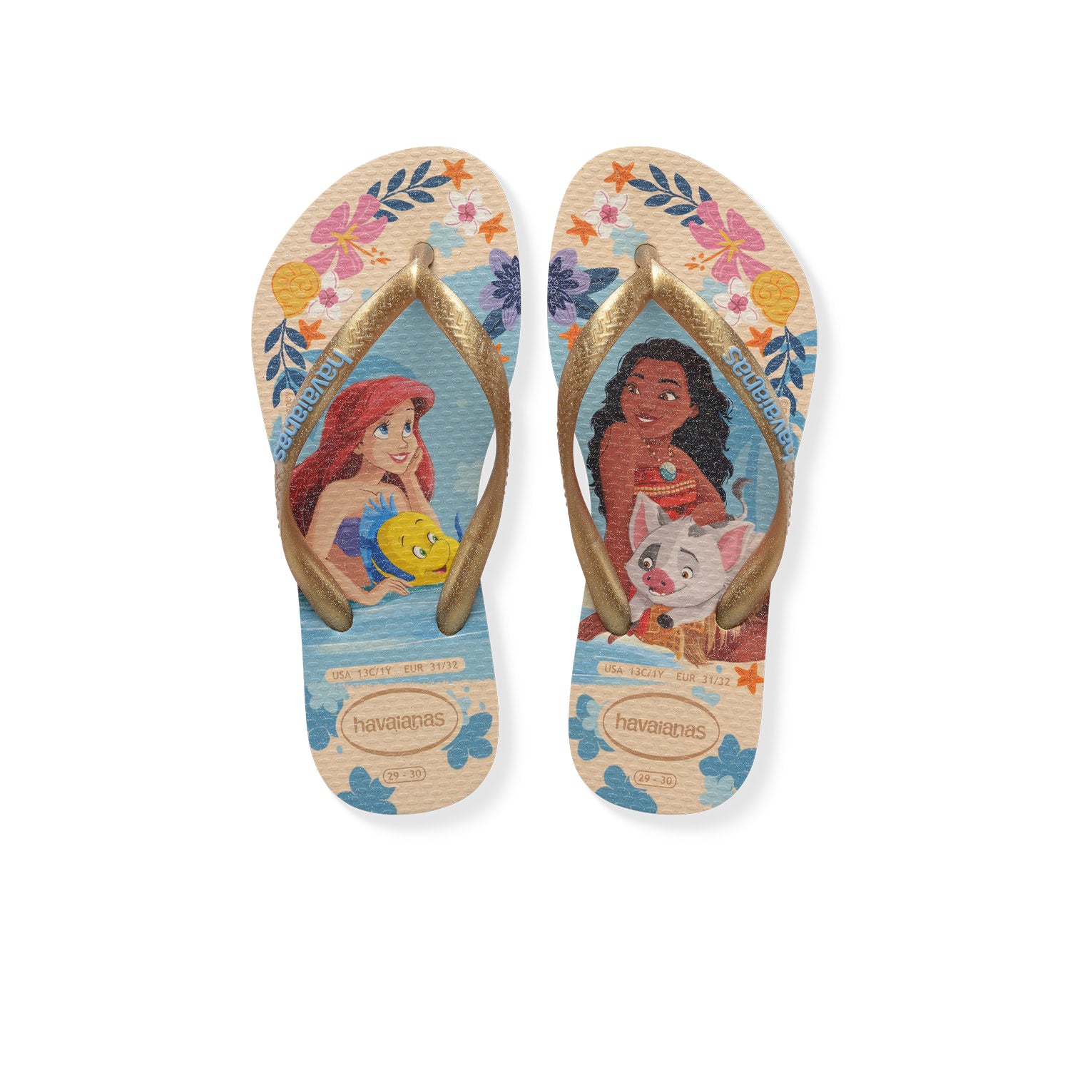 Havaianas Kids Slim Princess Beige Straw/Beige Straw  - 41233288811