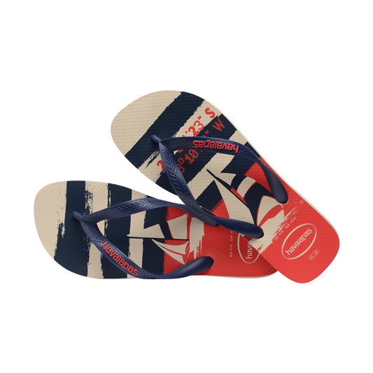 Havaianas Top Nautical Beige Straw/Navy Blue/Ruby Red  - 41371266121