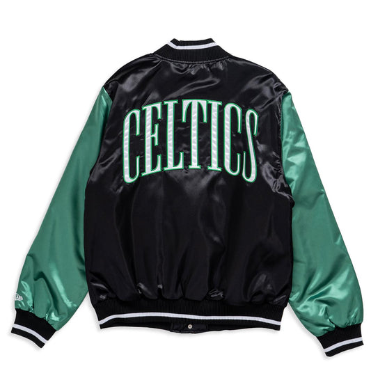 New Era NBA Satin Bomber Jacket Boston Celtics Black/Green  - 60416376