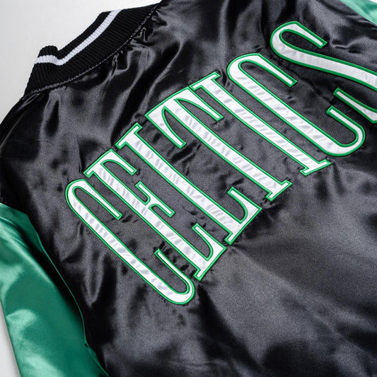 New Era NBA Satin Bomber Jacket Boston Celtics Black/Green  - 60416376