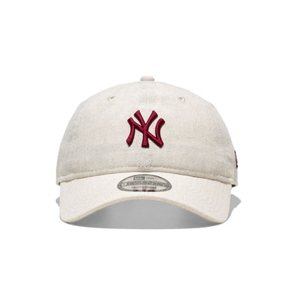 New Era Linen 9Twenty NY Yankees Stone/Cherry  - 60667615