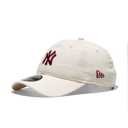 New Era Linen 9Twenty NY Yankees Stone/Cherry  - 60667615