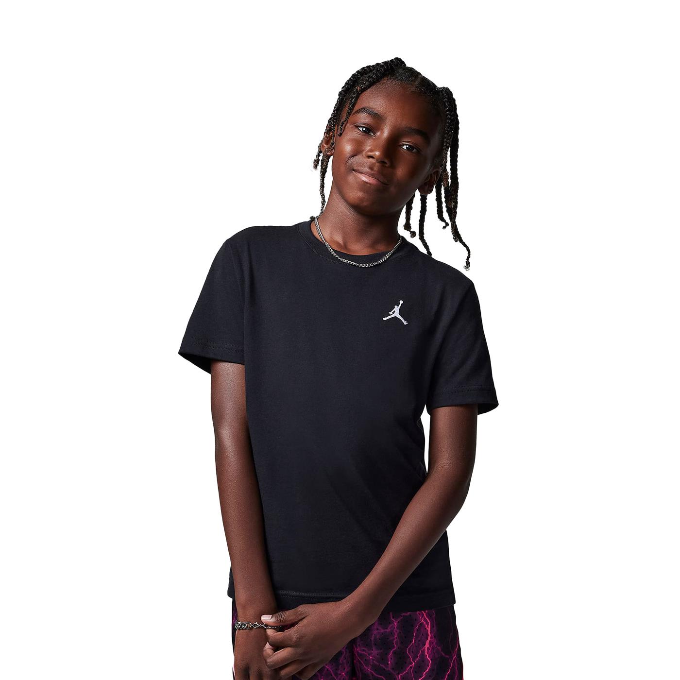 Nike Jordan Boys Jumpman Air Embroidered Tee Black  - 95D266-023