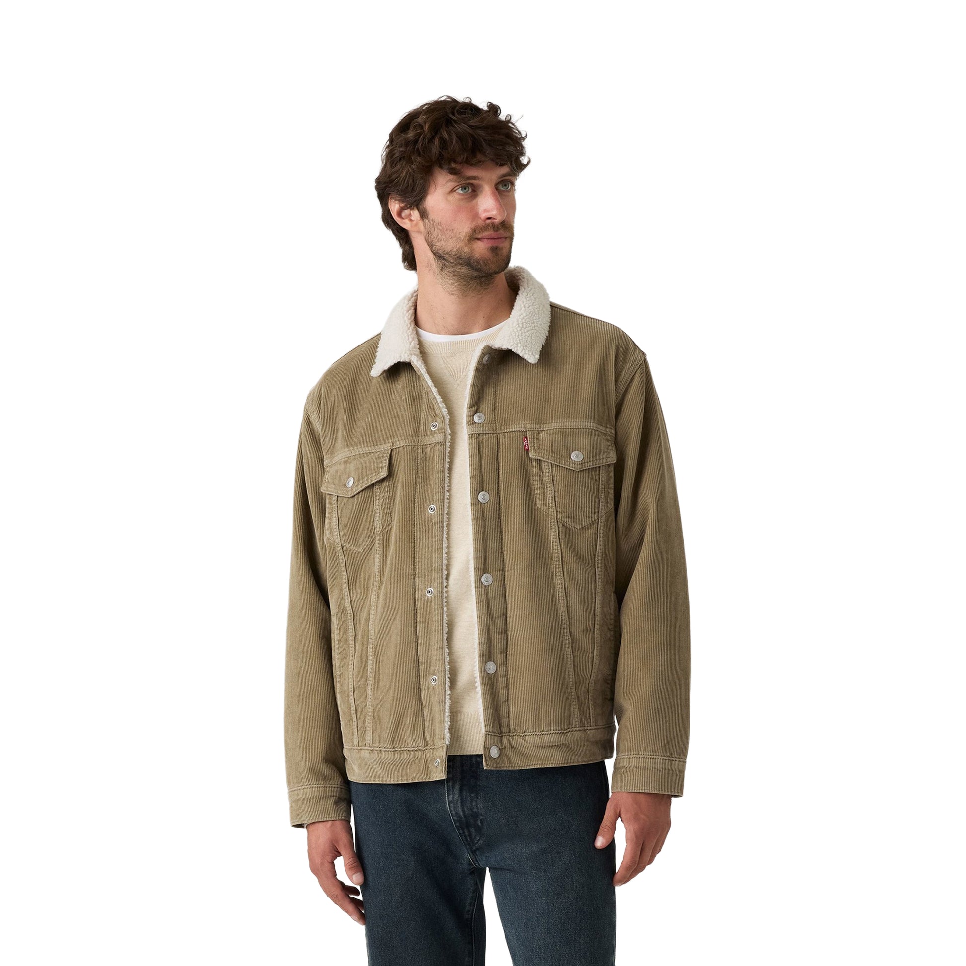Levis Relaxed Fit Sherpa Trucker Jacket Timber Wolf  - A5784-0022