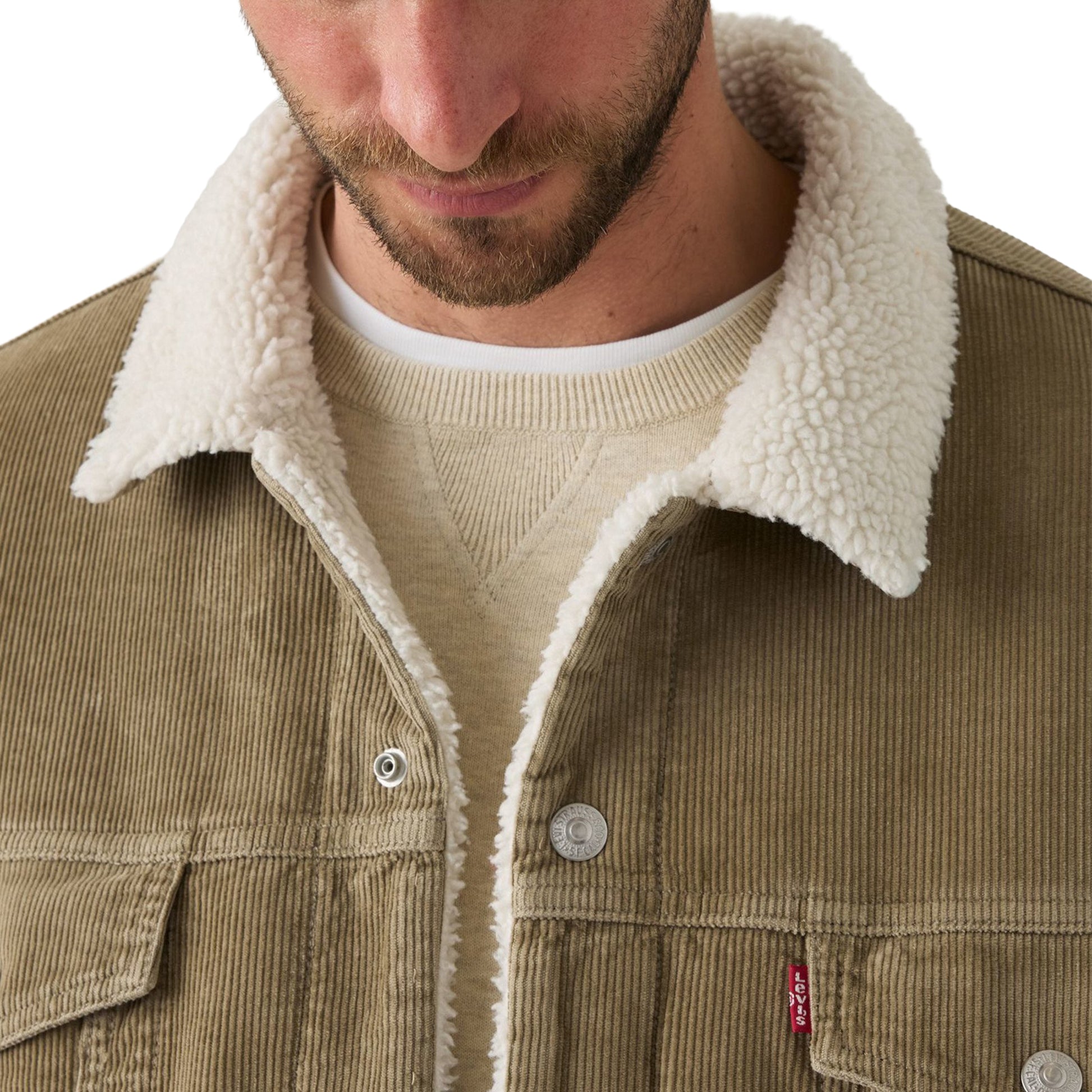 Levis Relaxed Fit Sherpa Trucker Jacket Timber Wolf  - A5784-0022