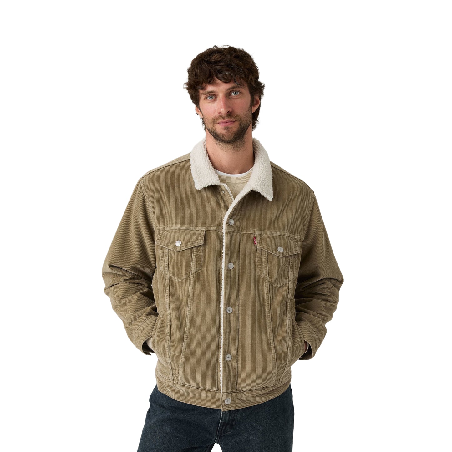Levis Relaxed Fit Sherpa Trucker Jacket Timber Wolf  - A5784-0022