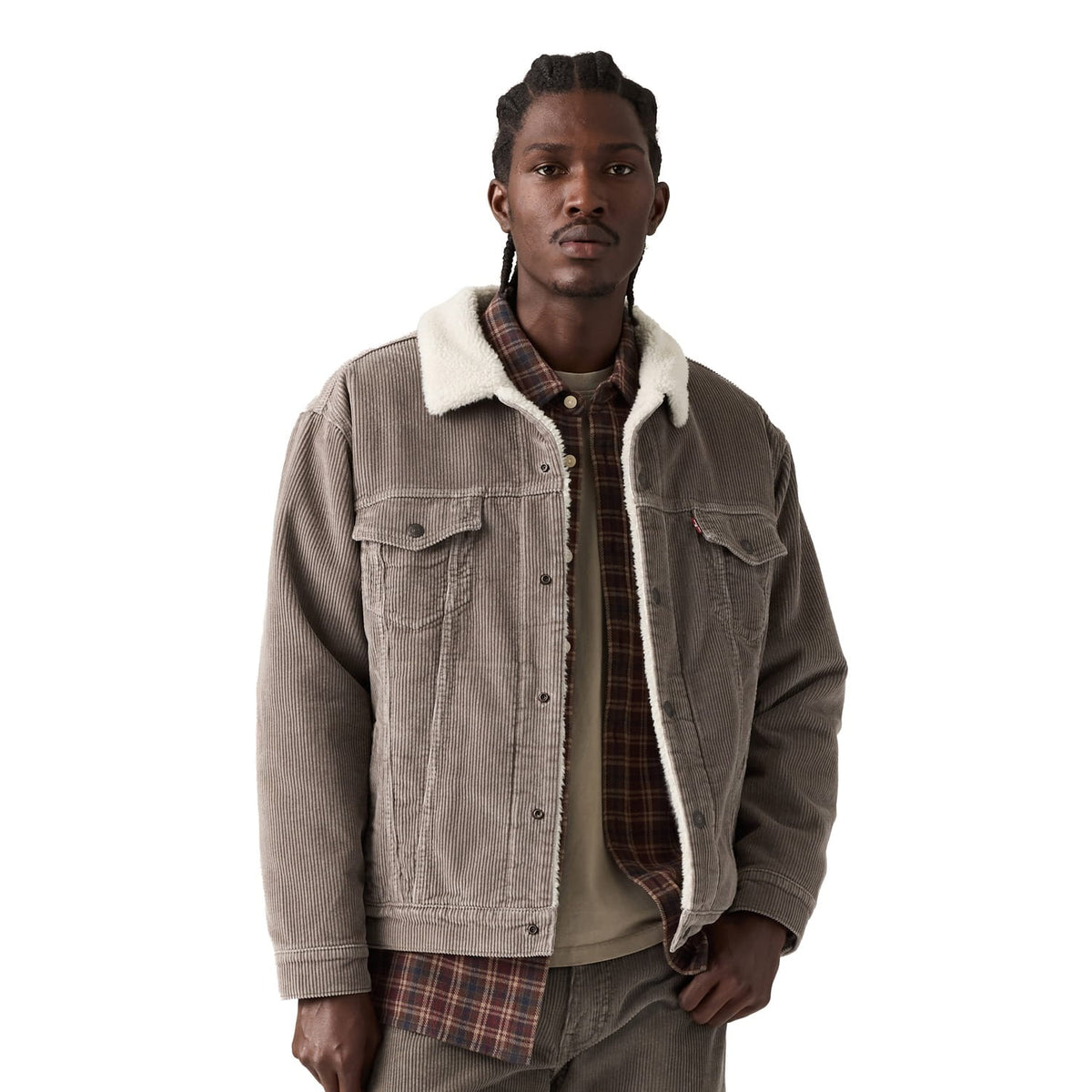 Levis Relaxed Fit Sherpa Trucker Jacket Smokey Taupe  - A5784-0062