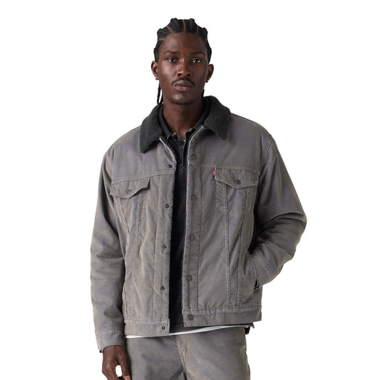 Levis Relaxed Fit Sherpa Trucker Jacket Dusk Khaki  - A5784-0063