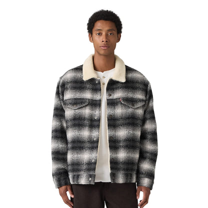 Levis Relaxed Fit Sherpa Trucker Jacket Ivy Plaid Thunder  - A6030-0036