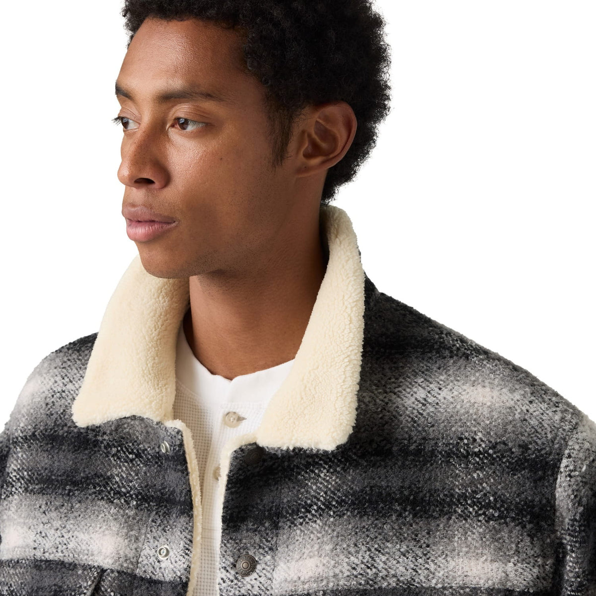 Levis Relaxed Fit Sherpa Trucker Jacket Ivy Plaid Thunder  - A6030-0036