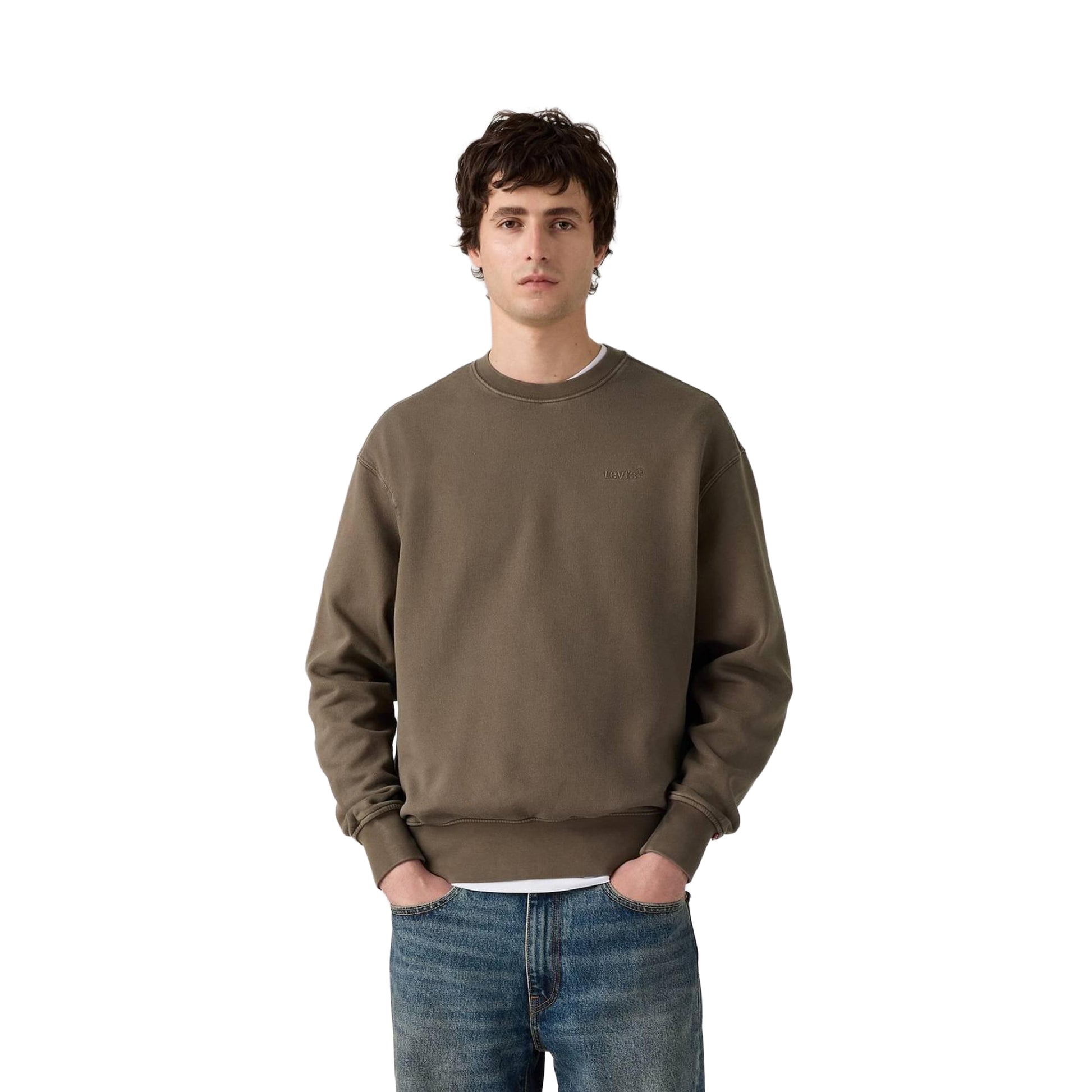 Levis Authentic Crew Garment Dye Maitake Brown  - A9244-0034