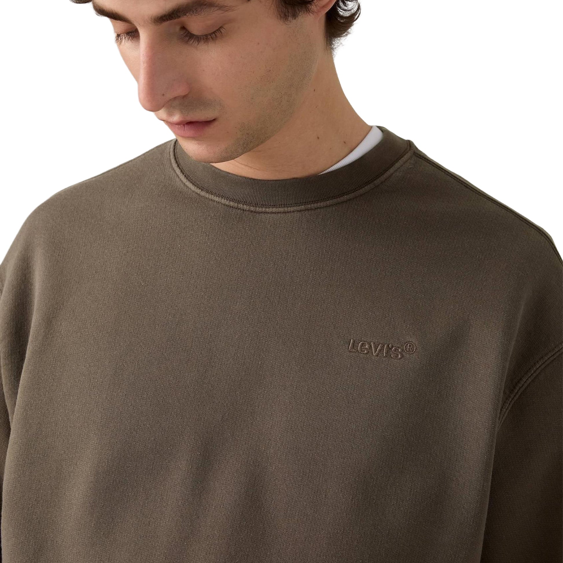 Levis Authentic Crew Garment Dye Maitake Brown  - A9244-0034