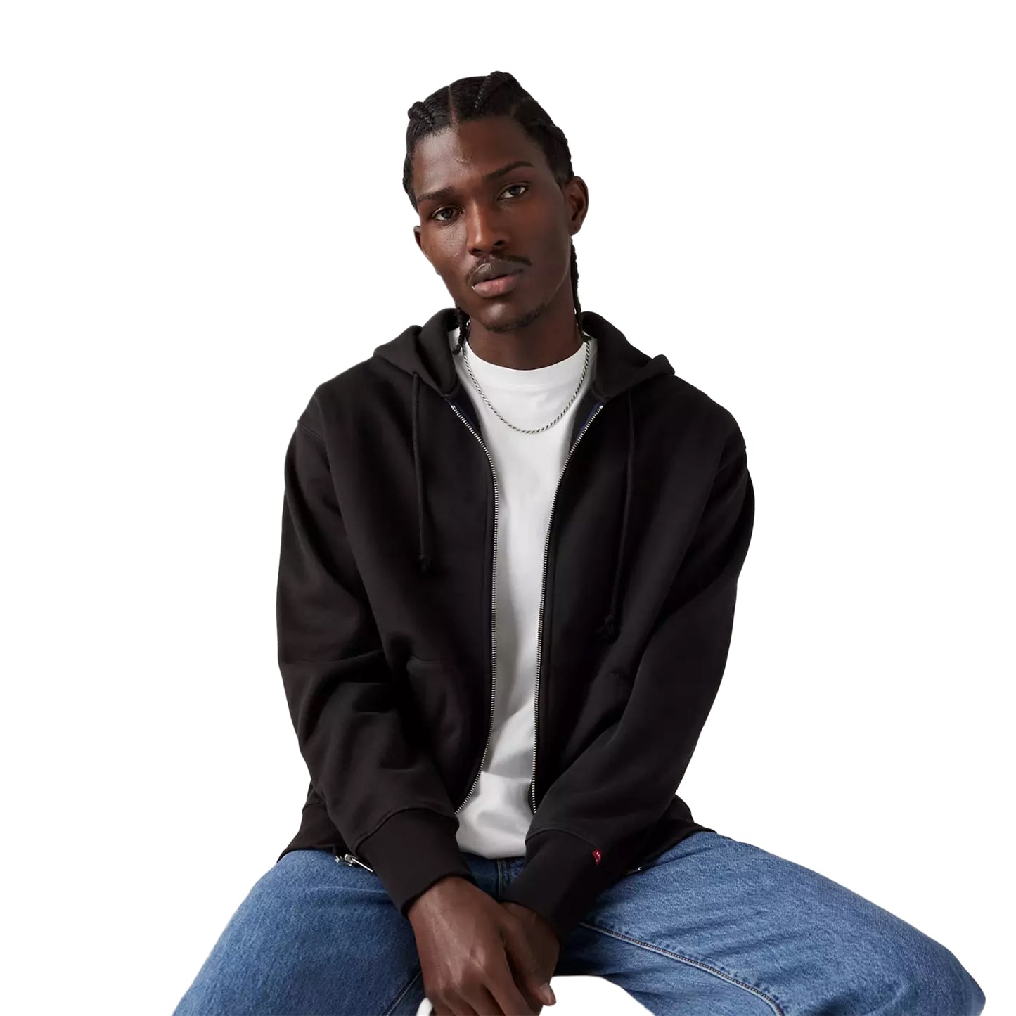 Levis Authentic Full Zip Hoodie Black Agate Garment Dye  - A9265-0000