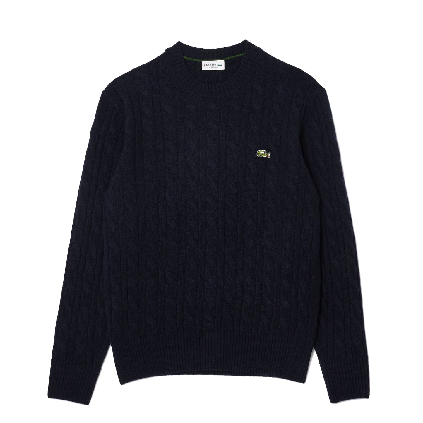 Lacoste Cable Knit Wool Crew Neck Sweater Navy  - AH2924-166